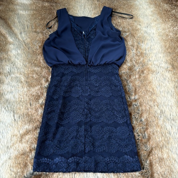 Navy Blue Dress With Lace Detail - Picture 4 of 8